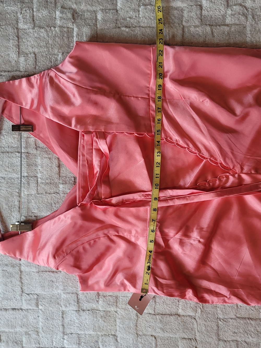 NWT WEAR YOUR LOVE Coral Satin Corseted Formal Gown High Slit Size 22 - Picture 11 of 16